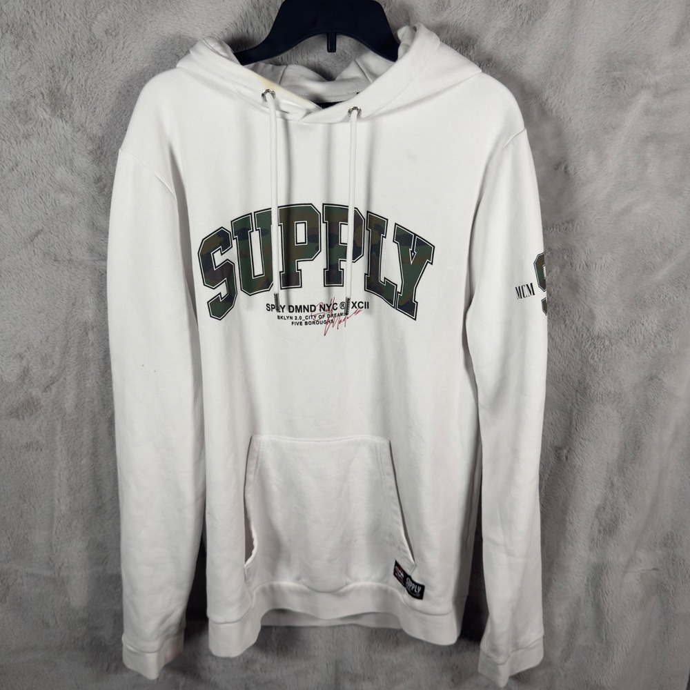 Supply‎ Demand White Hoodie Camo Graphic MCM XCII New York City L